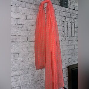 GAP Neon Coral  Houndstooth Scarf Wrap
